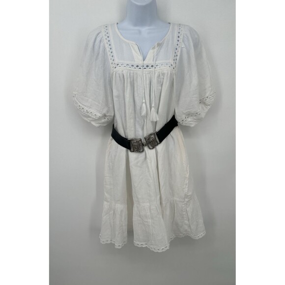 Old Navy Dress Women S White Mini Flutter Sleeve Anglaise Broderie Pockets - Picture 11 of 11